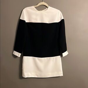 Kate Spade Delray Black and White Sheath Dress with Cuffed Sleeves